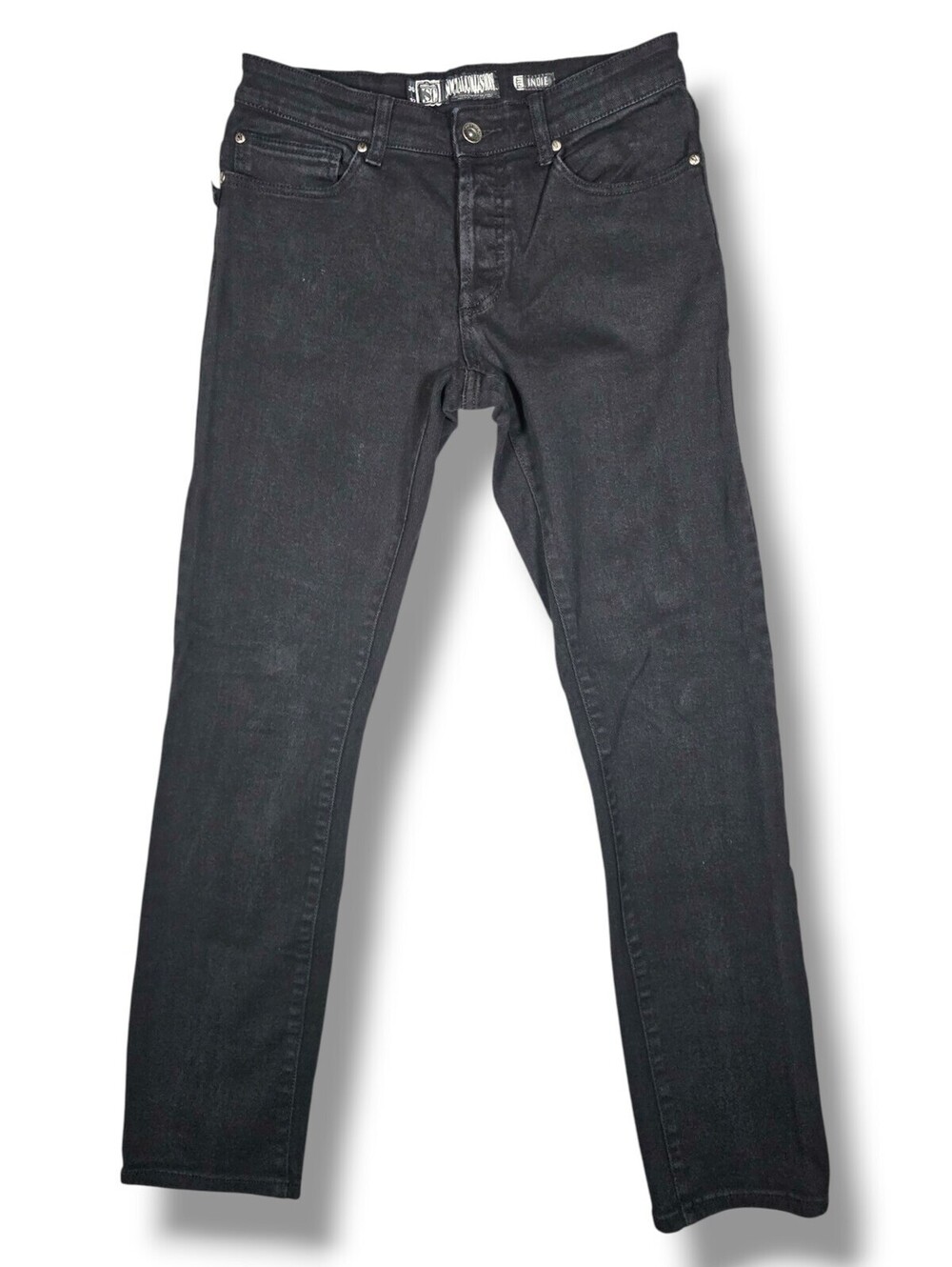 Social Collision Black Slim Straight Denim Jeans Y2K Emo Punk Scene Goth 30x32